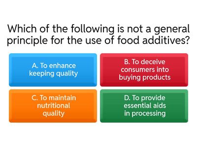 PRA QUIZ CHAPTER 5: CHEMICAL FOOD PRESERVATION