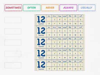 NEVER/USUALLY/SOMETIMES/OFTEN/ALWAYS