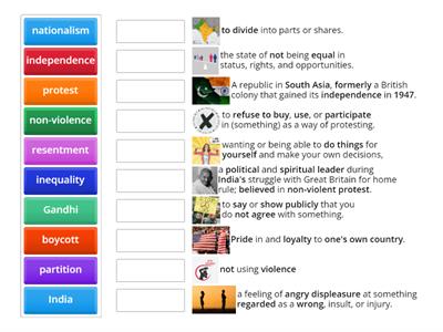 Unit 6 India Independence Vocabulary - WIDA 1/2