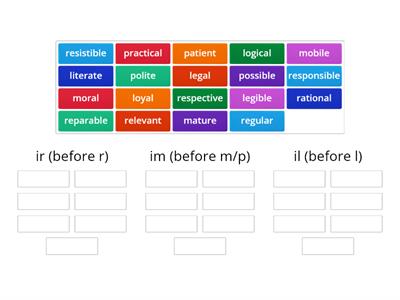 Negative prefixes (ir/im/il)