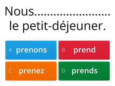 Le présent des verbes REGARDER, FAIRE, PRENDRE et METTRE