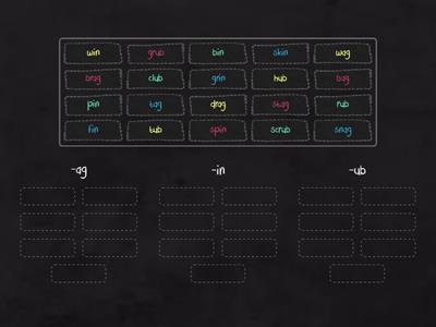 Word Families -ag, -in, -ub