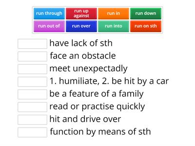 Phrasal verb RUN fce