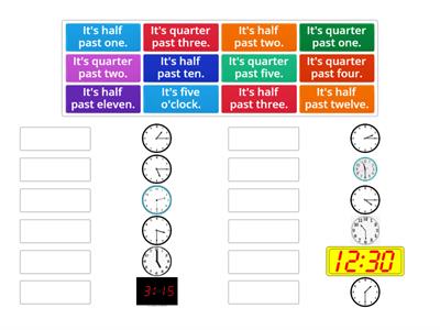 Telling time - half, quarter