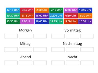 Welche Uhrzeiten passen zu der Tageszeit? 