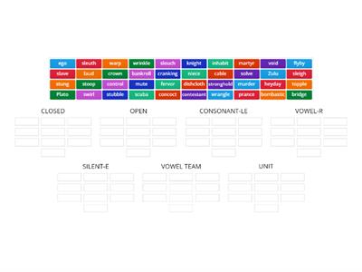 Barton Level 8:  Seven Syllable Types Sort