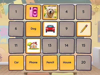 Memorama: objetos en inglés