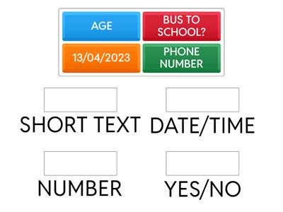 DATA BASE DATA TYPES