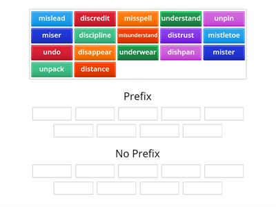 Prefix or No Prefix: Dis- Un- Mis-