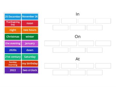 Time Prepositions: In, On, At