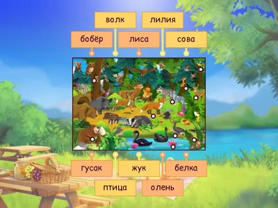 Соедини слова с животными