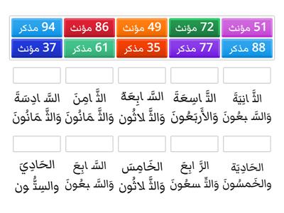 Tahun 6 (Nombor مذكر و مؤنث)