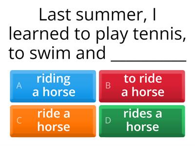 Parallel Structure Quiz 1