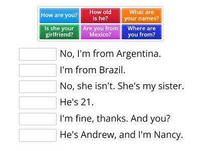 Match the questions and answers.