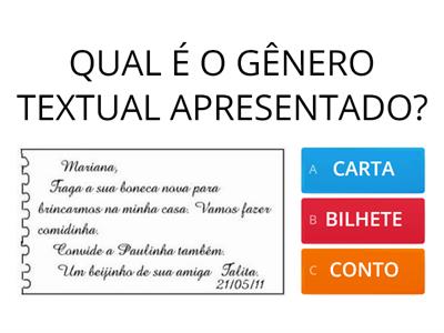 GÊNEROS TEXTUAIS: BILHETE E ANUNCIO DE CAMPANHA