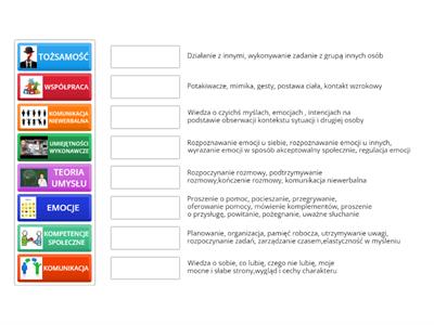 Umiejętności społeczne, połącz w pary