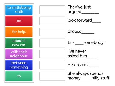 Prepositions after verbs English File 