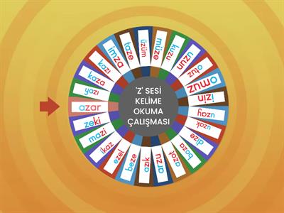 'Z' SESİ KELİME OKUMA ÇALIŞMASI