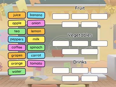 Legendary - Match Word to Category (fruit, vegetables, drinks)