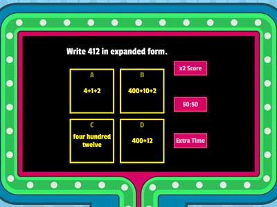 Expanded, Standard, and Word form Gameshow quiz