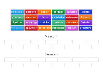 Genre des noms selon la terminaison: Masculin ou féminin?