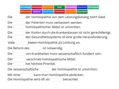 Kein Geld mehr für Homöopathie? Satzbeispiele