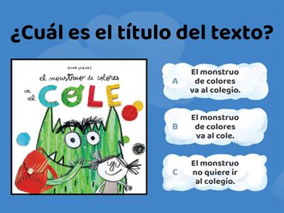  COMPRENSION LECTURA "El monstruo de colores va al cole"