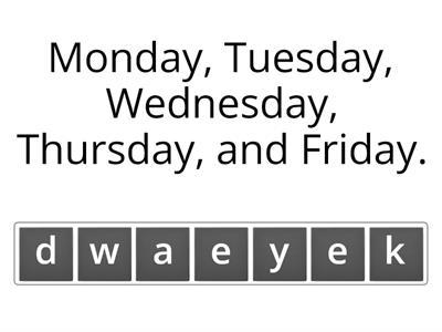 Days of the Week (ESL)