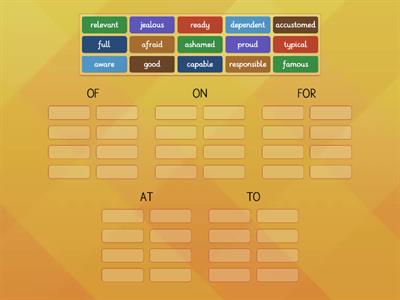 Adjectives + Prepositions 1 FCE Organizer