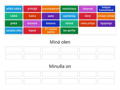 Minä olen / Minulla on