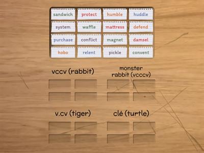 Rabbit, Tiger, Turtle Syllable Division 