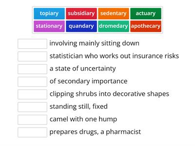 definitions for -ary words