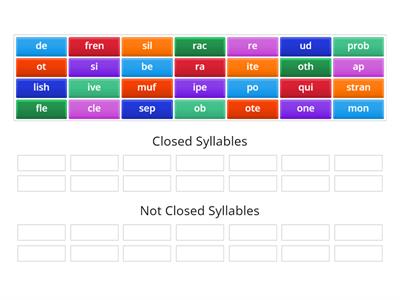 Closed Syllable Sort