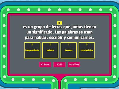 Palabras de la Semana 3 (Q1W3) Septiembre 9 - Septiembre 13 QuizShow