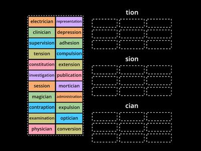 Sorting tion, sion, cian