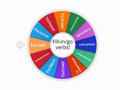 Yo-Go verbs Spin the Wheel