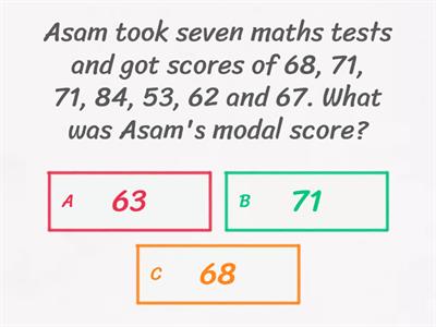 Mean, Median, Mode, Range Quiz