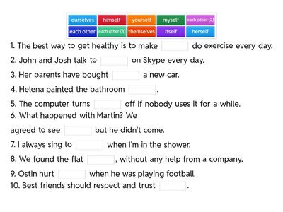 Reflexive pronouns and each other