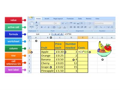 Excel Spreadsheet Labelling