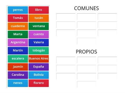 SUSTANTIVOS COMUNES Y PROPIOS