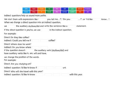 Direct to indirect questions rules