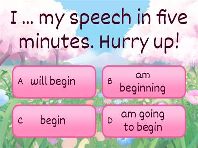 Future (Will, Present Simple, Present Continuous, going to)