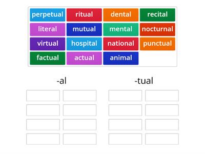 Wilson 12.5 -al and tual Word Sort