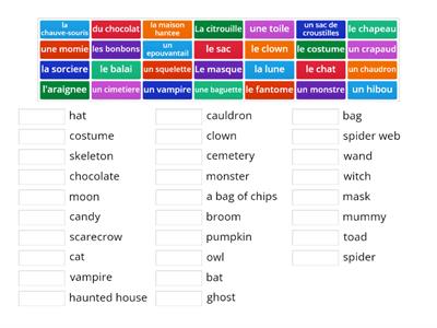 French Halloween Vocab Words