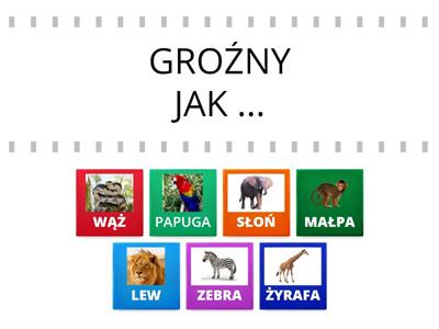 Dobieranka słowna zwierzęta egzotyczne.