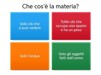 LA MATERIA E I TRE STATI: SOLIDO, LIQUIDO E GASSOSO.