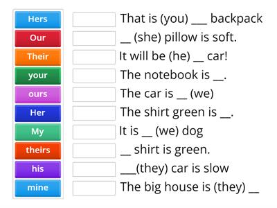 Possesive Pronouns- Possesive Adjectives