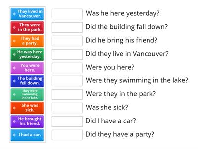 past tense questions and answers