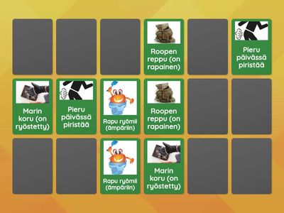 R lauseet muistipeli. Toista aluksi ilman suluissa olevaa (3x), kun alkaa sujua, voit pidentää lauseita