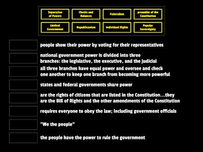 Principles of the Constitution Match Up